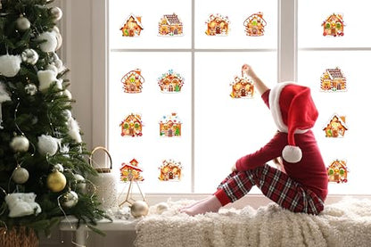 Renbuzhu 40PCS Christmas Crafts Bulk: Gingerbread House Paper Suncatchers DIY Kit for Winter Xmas Holiday Activities Decorations, Window Stained Glass Effect Art Ornaments - style: gingerbread house