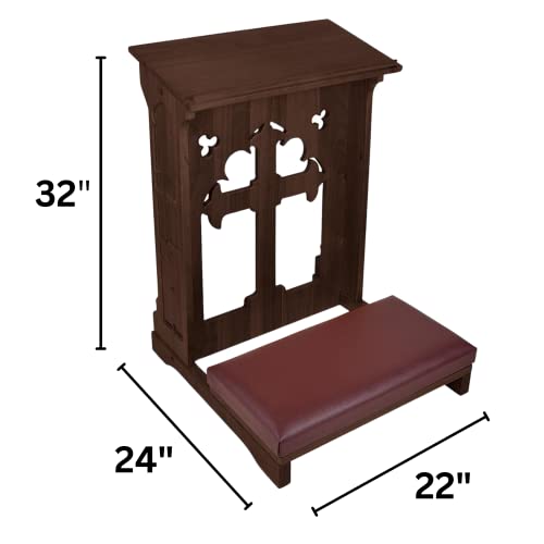 Needzo Holy Cross Padded Kneeler, Maple Hardwood Prayer Bench, 24 Inches x 32 Inches x 22 Inches