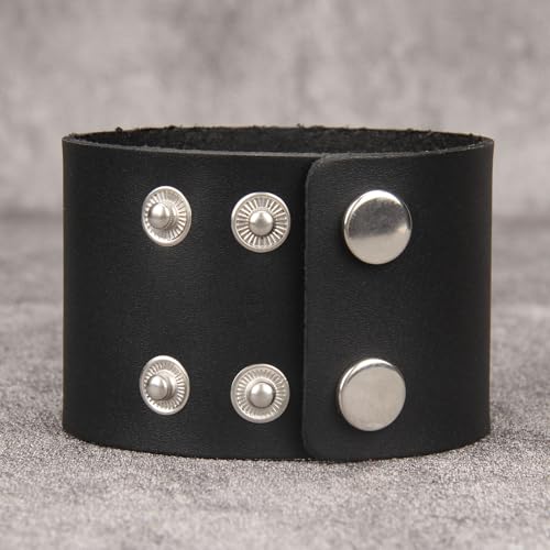 GelConnie Punk Leather Cuff Bracelet Adjustable Straps Wrap Bracelets Arm Armor Cuff Gothic Leather Wristbands for Men, Women - color: MLPB105-Black