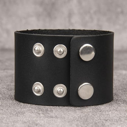 GelConnie Punk Leather Cuff Bracelet Adjustable Straps Wrap Bracelets Arm Armor Cuff Gothic Leather Wristbands for Men, Women - color: MLPB105-Black