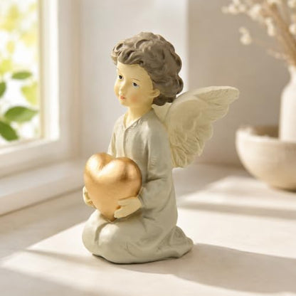 Kneeling Angel Girl Figurine With Heart, 5.12 Inch Resin Guardian Angel - style: 5.12'' Angel w heart on base