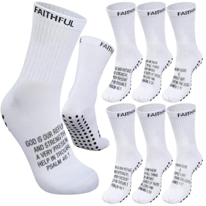 Glitopper 6 Pairs Cross Grip Soccer Socks US 6-13 christian - color: White, style: Motivate