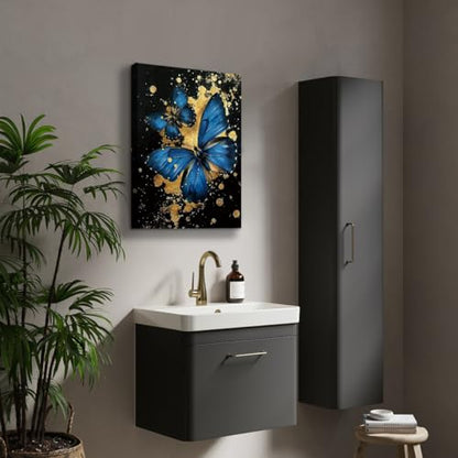 Blue Butterfly Wall Art Canvas Prints Black and Gold Bathroom Wall Decor - color: Zen Butterfly Wall Art Canvas Prints (Ready to Hang)