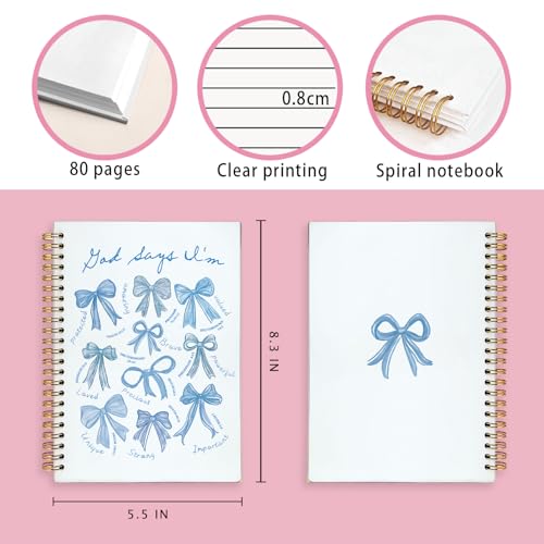 Blue Bow God Says I am Christian Bible Notebook Journal for Women - color: God Says I'm - Blue