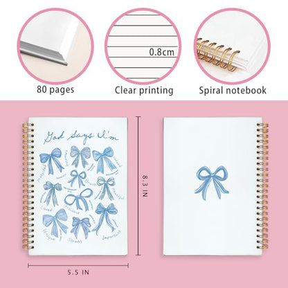 Blue Bow God Says I am Christian Bible Notebook Journal for Women - color: God Says I'm - Blue