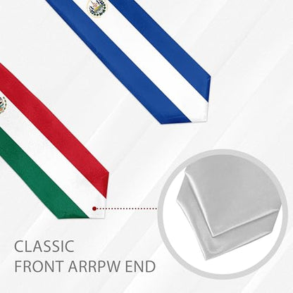 International Graduate Satin Sash Stole with National Flag Design - color: Mexico and El Salvador Flag