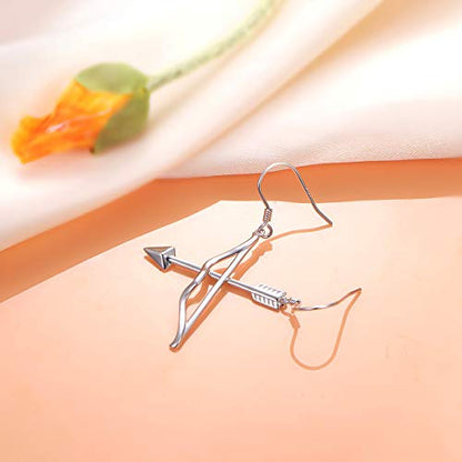 S925 Sterling Silver Heart Dangle Drop Earrings for Women Jewelry Gift - style: Bow Arrow