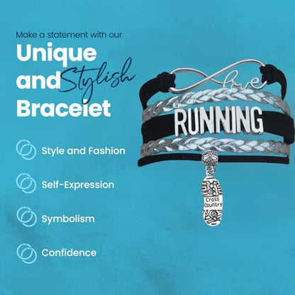 Infinity Collection Running Gifts- Runner Bracelet, Jewelry, Adjustable Charm Bracelet- Perfect Cross Country, Track, Marathon Gifts … - color: Running