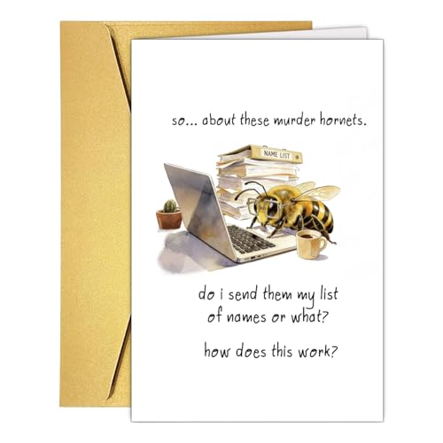 Funny Sarcastic Friendship Birthday Card for Friends Bestie Sister, Killer Bee Encouragement Greeting Card Gift for Family, Humorous Just Because Card, Office Decor - color: #7