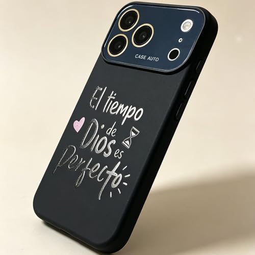for iPhone 17 Pro Case God's Timing is Perfect Spanish Bible Verse Phone Case, Full Camera Lens Protection, Shockproof Drop Resistant Durable Cover (Black, iPhone 17 Pro) - color: black, size: iPhone 17 Pro