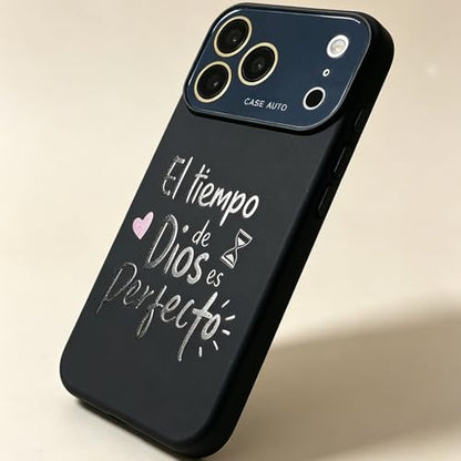for iPhone 17 Pro Case God's Timing is Perfect Spanish Bible Verse Phone Case, Full Camera Lens Protection, Shockproof Drop Resistant Durable Cover (Black, iPhone 17 Pro) - color: black, size: iPhone 17 Pro