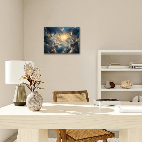 Angel Wall Art Cherub Pictures Wall Decor Angel Wings Canvas Print Painting Modern Home Decoration Framed Artwork For Living Room Bathroom Bedroom Kitchen Office 12"X16" - color: Angle, size: 12"L x 16"W