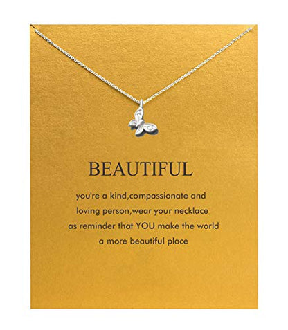 Baydurcan Silvery Necklace for Women Pendant Chain Friendship Necklace Gift - style: butterfly s