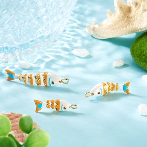 Craftdady Enamel Koi Fish Charms Long-Lasting Plated CZ Sea Ocean Life Animals Pendants 18K Gold Plated Goldfish Charms for Jewelry Making Bracelets Earrings - color: White 3 Styles