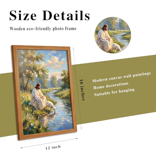 ZSHIQUQL 2pcs Jesus Lamb Canvas Wall Art Floral Religious Landscape Print - color: scenery Jesus Lamb Wall Art, size: 16"Lx 12"W