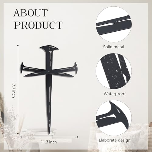 KOYILTD Metal Jesus Cross Wall Art Decor Religious Wall Baptism Decor Minimalist Decorations for Home Office Biblical Jesus Cross Wall Art Decoration Gift for Christian (Classic, Large) - size: Large, style: Classic