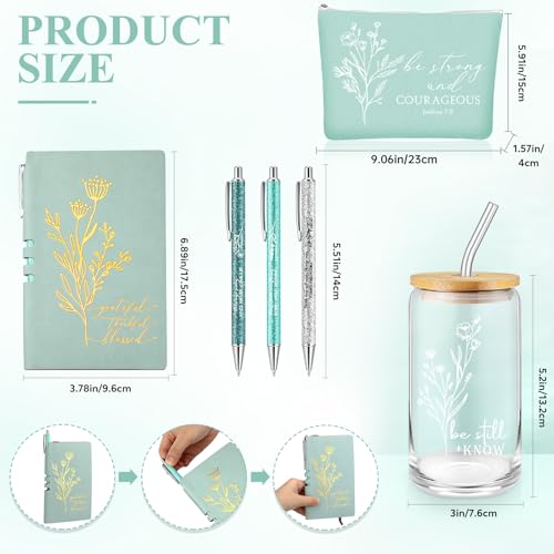 Funnymoom 6 Pcs Pastor Gift Set Tumbler Journal Pens Green - color: Green, size: Be Still