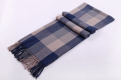 Wander Agio Women's Fashion Long Shawl Big Grid Winter Warm Lattice Large Scarf - color: Grey