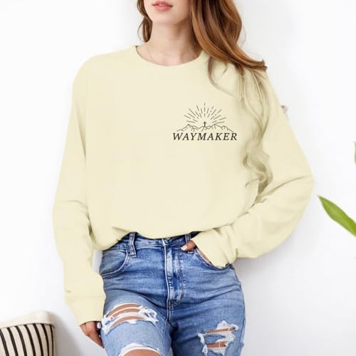 Pairxily Womens Christian Sweatshirt Inspirational Religious Faith Sweatshirts Graphic Crewneck Long Sleeve Shirts - color: Apricot, size: Large