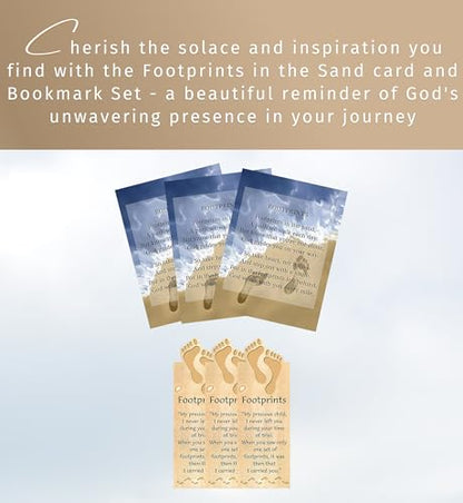 Footprints in The Sand Card - Magnetic Footprints in The Sand Bookmark - Inspirational Footprints Card and Bookmark Set for Bible Study, Book, Journal - 6 Items Total