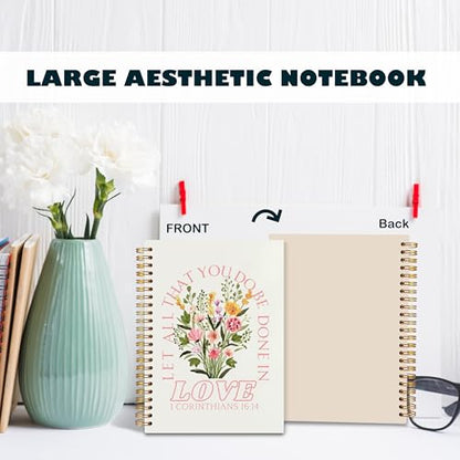BearCake Prayer Journal for Women, Bible Journaling Notebook, Christian Gifts for Women, Let All That You Do Be Done in Love Prayer Journal for Women, Bible Journal Hardcover Spiral Notebook 5.5x8.3 - color: white Bible-16/14