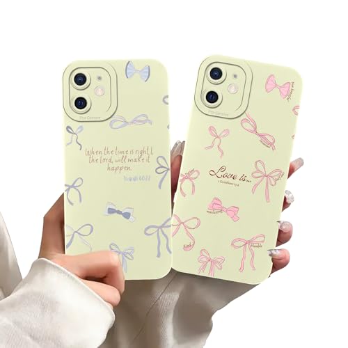2 Pack Christian Jesus Bible Verses Bow Phone Case for iPhone 12 Case Bow Pattern Shockproof Soft Protective for Women Men Phone Cover Funda for iPhone 12 6.1 Inch - color: Bow, size: for iPhone 12