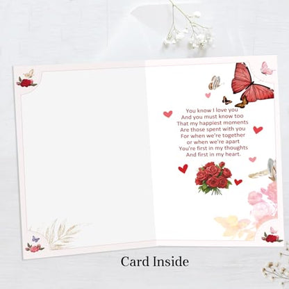 UUEFKTN Sweet Anniversary Card for Wife Partner, Heartfelt Wedding Anniversary Card for WIfe from Husband. - color: #2