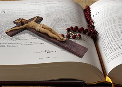 Jesus Crucifix Wall Cross, Resin Catholic Hanging Decor, 9.05 Inch