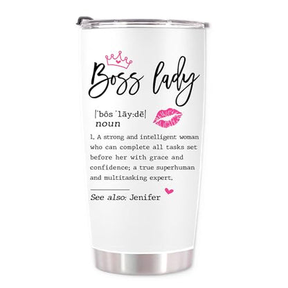Personalized Boss Lady Tumbler – 20oz Custom Stainless Steel Cup – Funny Boss Lady Definition Gift – Best Boss Appreciation Gift for Women - color: BOSS-LADY-DE1