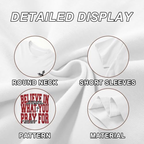BINTEHGS Men's Christian Faith T-Shirts Inspirational Bible Verse Shirt Cross Oversized Tshirts for Men Jesus Graphic Tees - color: White, size: Small