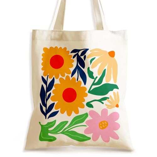 Aesthetics Canvas Tote Bag - Art Design Gift for Women, Reusable Purse Tote Bag with Inner Zip Pocket - style: Floral