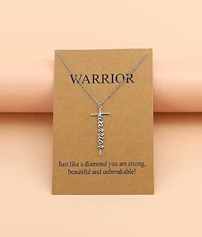 Lcherry Faith Cross Pendant Necklace for Women Religious Christian Jewelry Birthday Christmas Gifts for Women - style: 38-Warrior