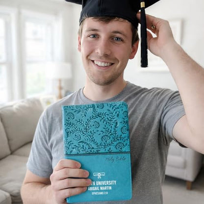 Personalized KJV Bible, Custom Name, School Name, Class of 2026 Design, King James Version, Red Letter, Deluxe Gift Edition, High School or Collage Graduate, Graduation Gift, Turquoise - color: Kjv Turquoise Deluxe, size: King James Version