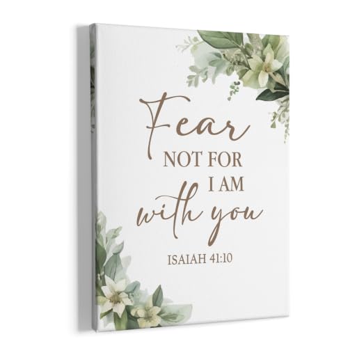 HIWX Christian Isaiah 41:10 Wall_Art Decor Framed Canvas Painting 11x14 - color: fear, size: 14"L x 11"W