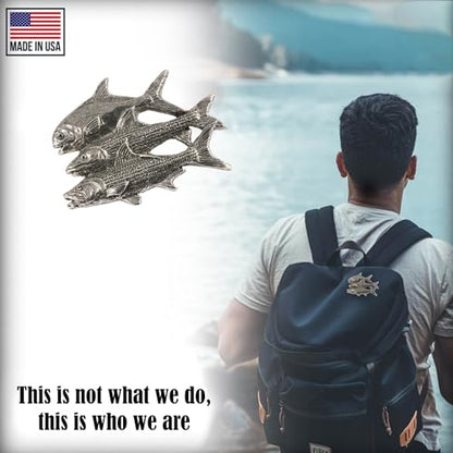 Grand Slam Bonefish Tarpoon Fish Pin, Pewter, Lapel, Hat, Pins, Brooch, Brooches, Jewelry, Gift, Handmade in the USA, 200 Fish Designs Available. S035PRZ - color: Antique Pewter