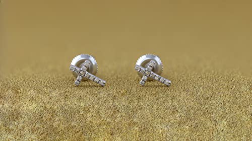 Dazzlingrock Round White Natural Diamond Charm Cross Stud Earrings - style: Screw Back