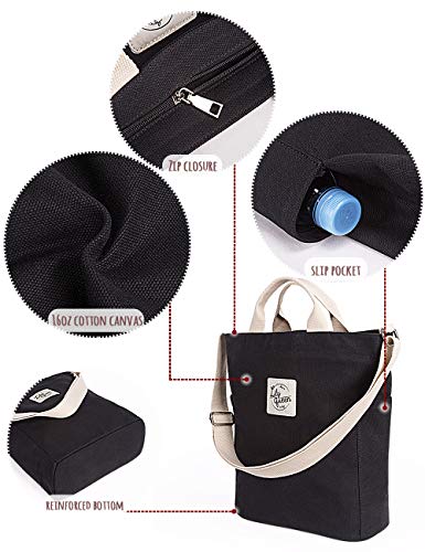 Lily queen Women Canvas Tote Handbags Casual Shoulder Work Bag Crossbody - color: Black