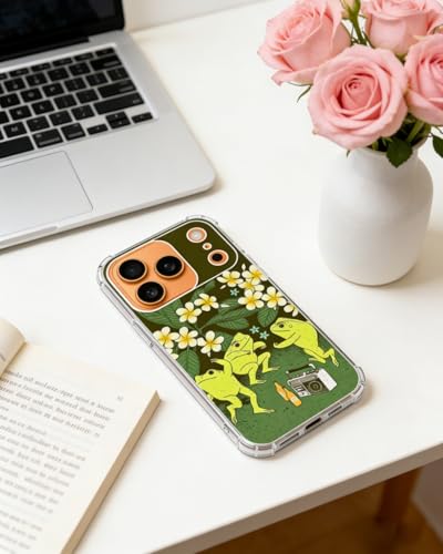 Dancing Frogs Phone Case Compatible with iPhone 17 Pro, Hippie Trippy Toad Phone Cover for iPhone 17 Pro - color: Cute Frog