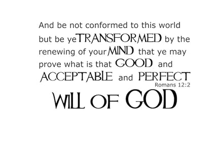 Romans 12:2 Bible Verse Wall Decal - Christian Vinyl Lettering