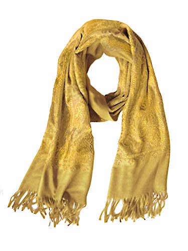 Urban CoCo Embroidered Scarf for Women, Tassel Shawl, Soft Lightweight Wrap - color: #3-yellow