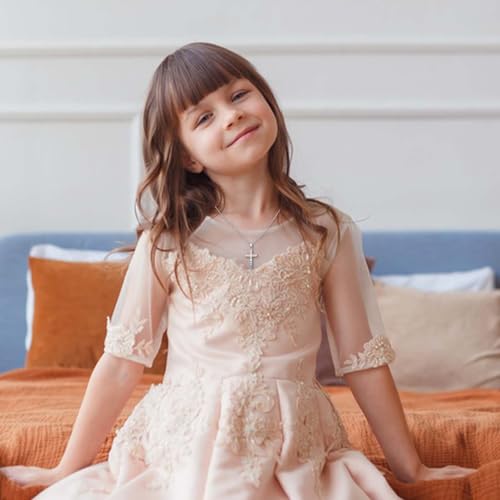 Cross Necklace for Little Girls Catholic Christian Religious Gifts - color: First Communion
