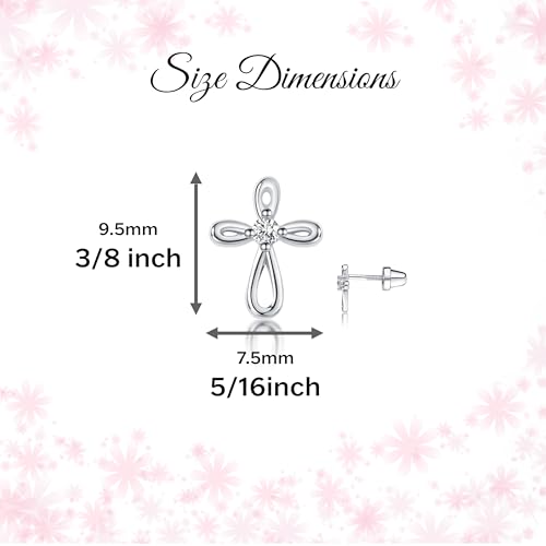 Cherished Moments Cross Earrings, .925 Sterling Silver or 14k Gold-Plated - color: Silver LG Clear