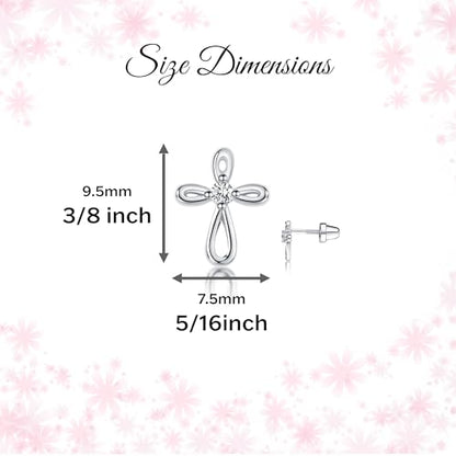 Cherished Moments Cross Earrings, .925 Sterling Silver or 14k Gold-Plated - color: Silver LG Clear