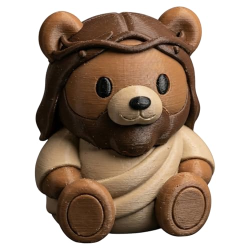 Jesus Bear Collectible Figurine - Detailed Religious Desk Decor for Spiritual Faith Displays and Unique Gifts - 3D Printed in Canada