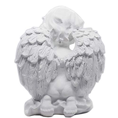 KiaoTime Kneeling Praying Cherub Angel Statue Figurine Indoor Outdoor Home Garden Guardian Decorative Church Baptism Wings Angel Statue Sculpture Memorial Statue, White, 6.25" x 5"