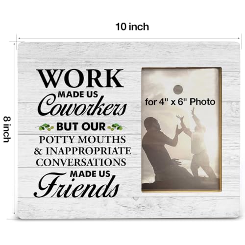 Yuzi-n Coworker Gifts for Women Men, Coworker Appreciation Gifts, College Friendship Gift, Work Made Us Coworkers Wood Picture Frame for 4x6 Inches Photo - style: Transitional