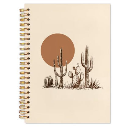 Boho Western Cactus Spiral Notebook 5.5x8.3 - color: White Boho Western Cactus