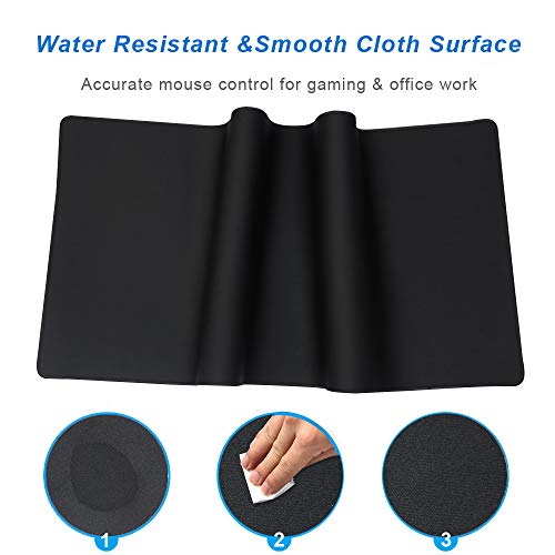 XXL Professional Large Mouse Pad & Computer Game Mouse Mat (35.4x15.7x0.12IN, 90x40 Black) - color: Black, size: 35.4L x 15.7W inches