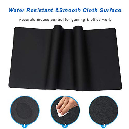 XXL Professional Large Mouse Pad & Computer Game Mouse Mat (35.4x15.7x0.12IN, 90x40 Black) - color: Black, size: 35.4L x 15.7W inches
