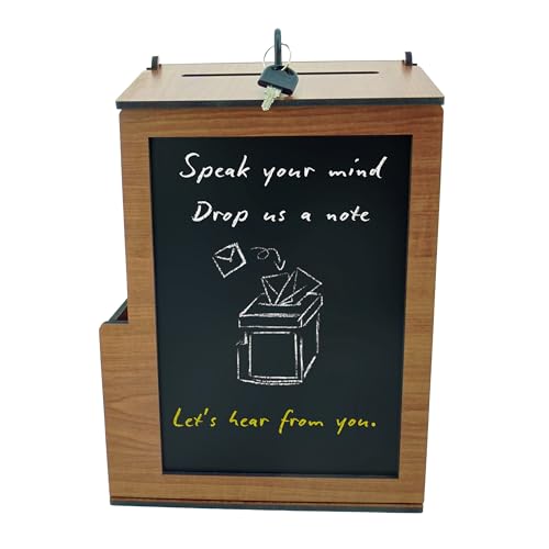 Shumei Lockable Box for Voting Suggestions Opinions and Tips - Wooden, Ideal for Offices Community Centers Bars and Banquet Halls